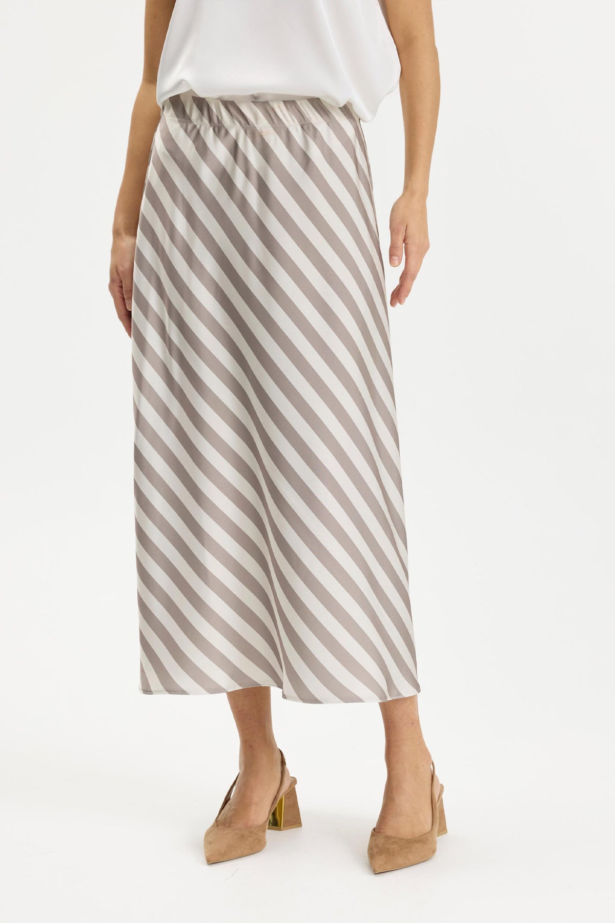 Estella striped skirt Cafe latte - 17030