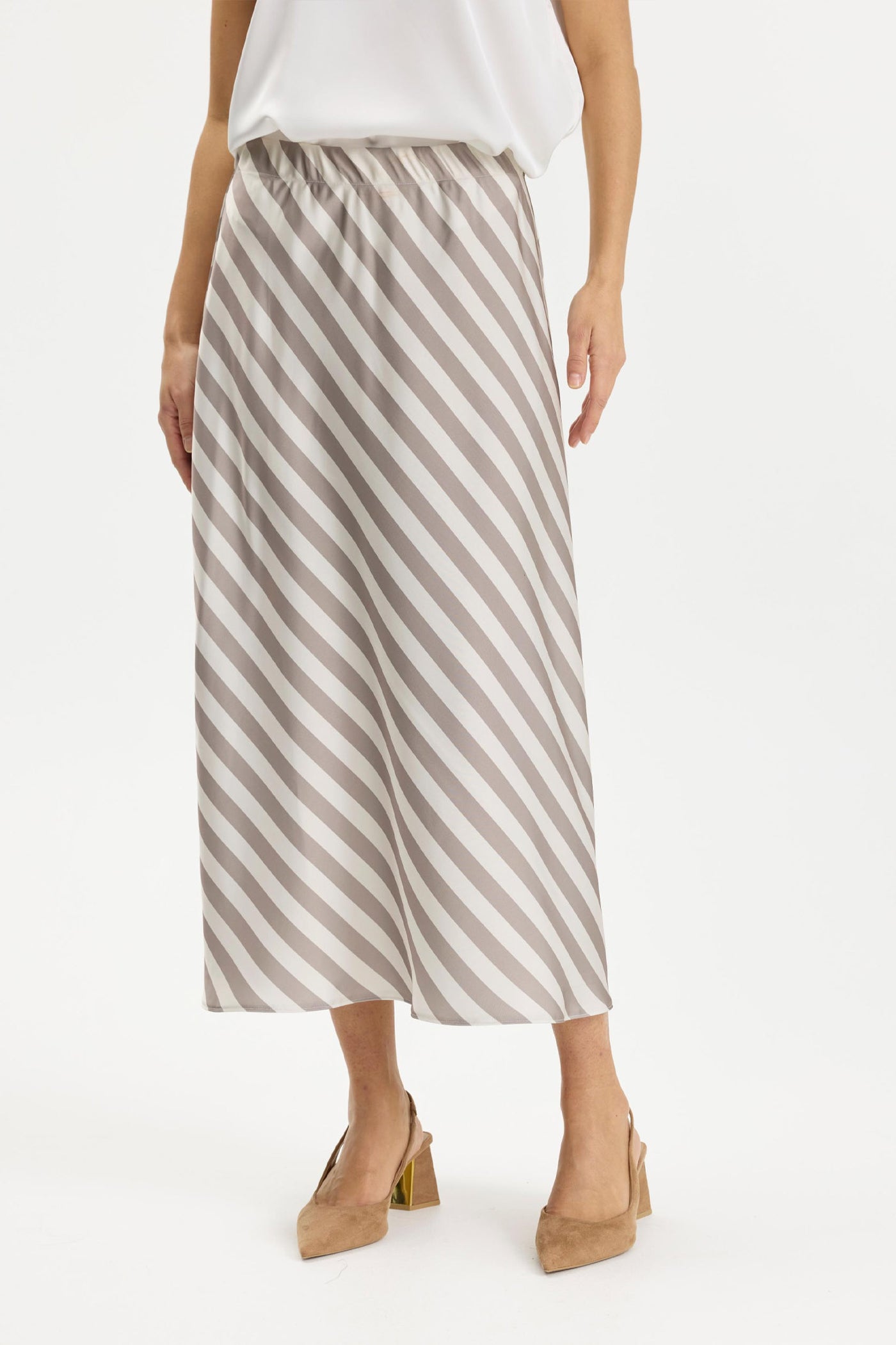 Estella striped skirt Cafe latte - 17030