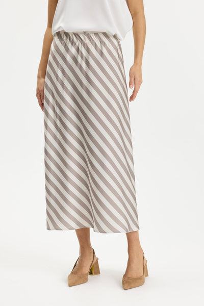 Estella striped skirt Cafe latte - 17030 Thumbnail