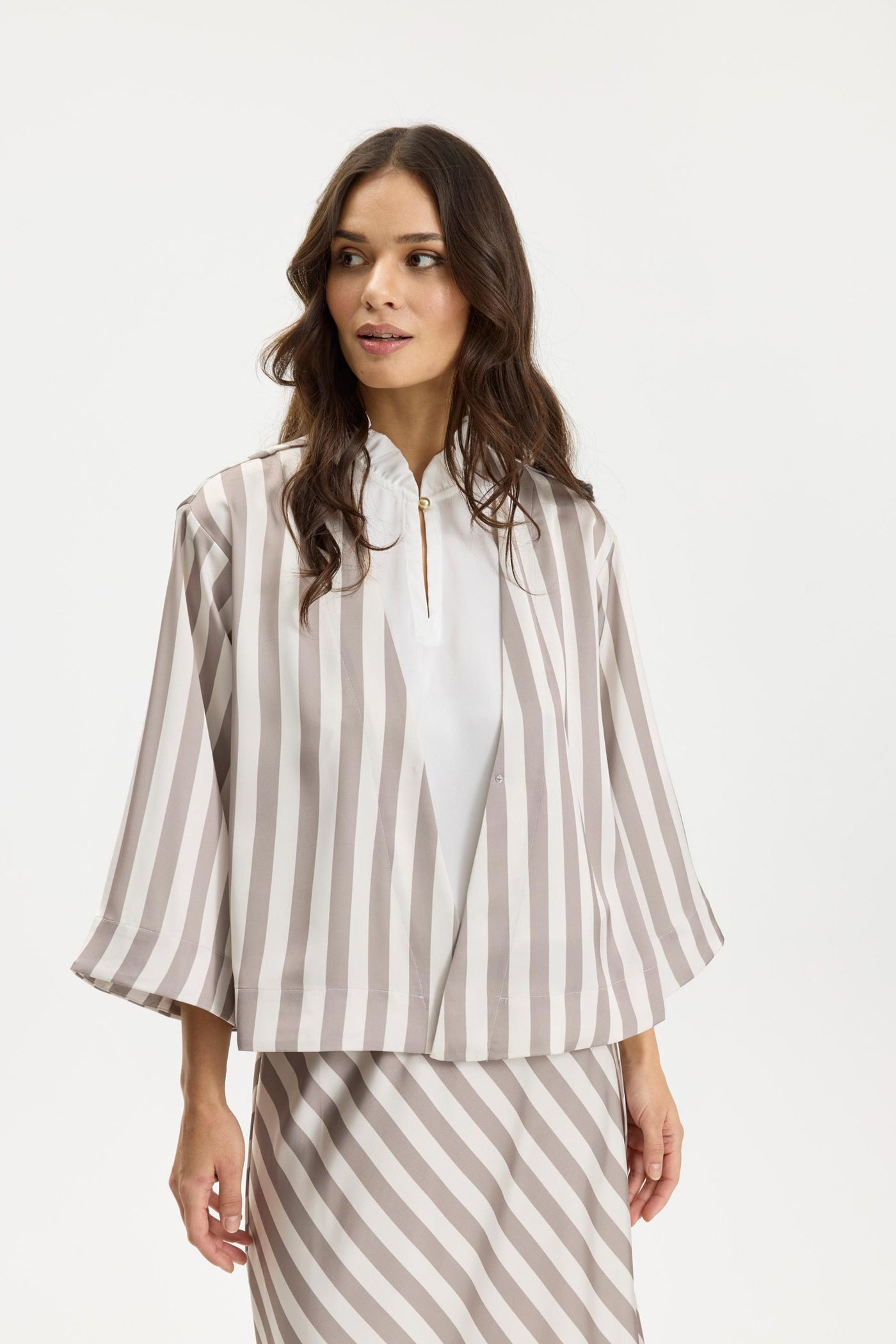 Estella stripe jacket Cafe latte - 17031