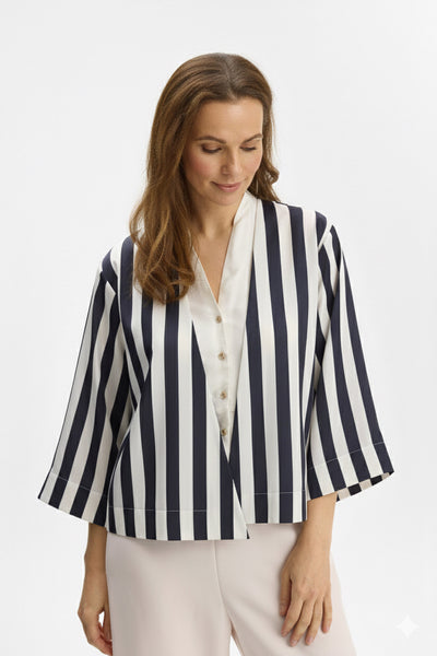 Estella stripe jacket Navy - 17031 Thumbnail