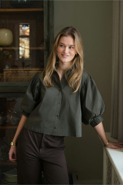 Etta Poplin Shirt ARMY - 168089 Thumbnail