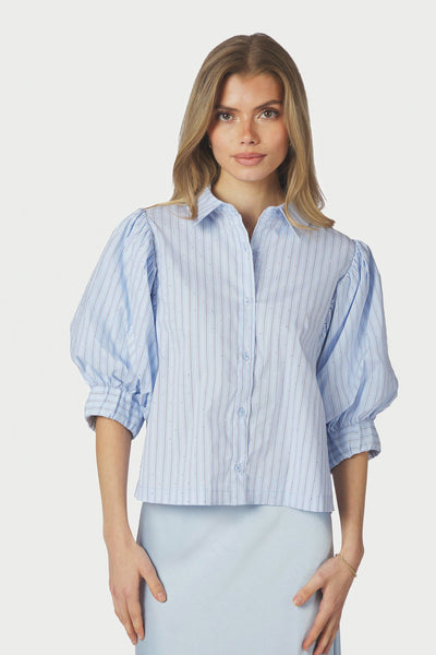 Etta Stripe Stone Shirt Light Blue - 168625 Thumbnail