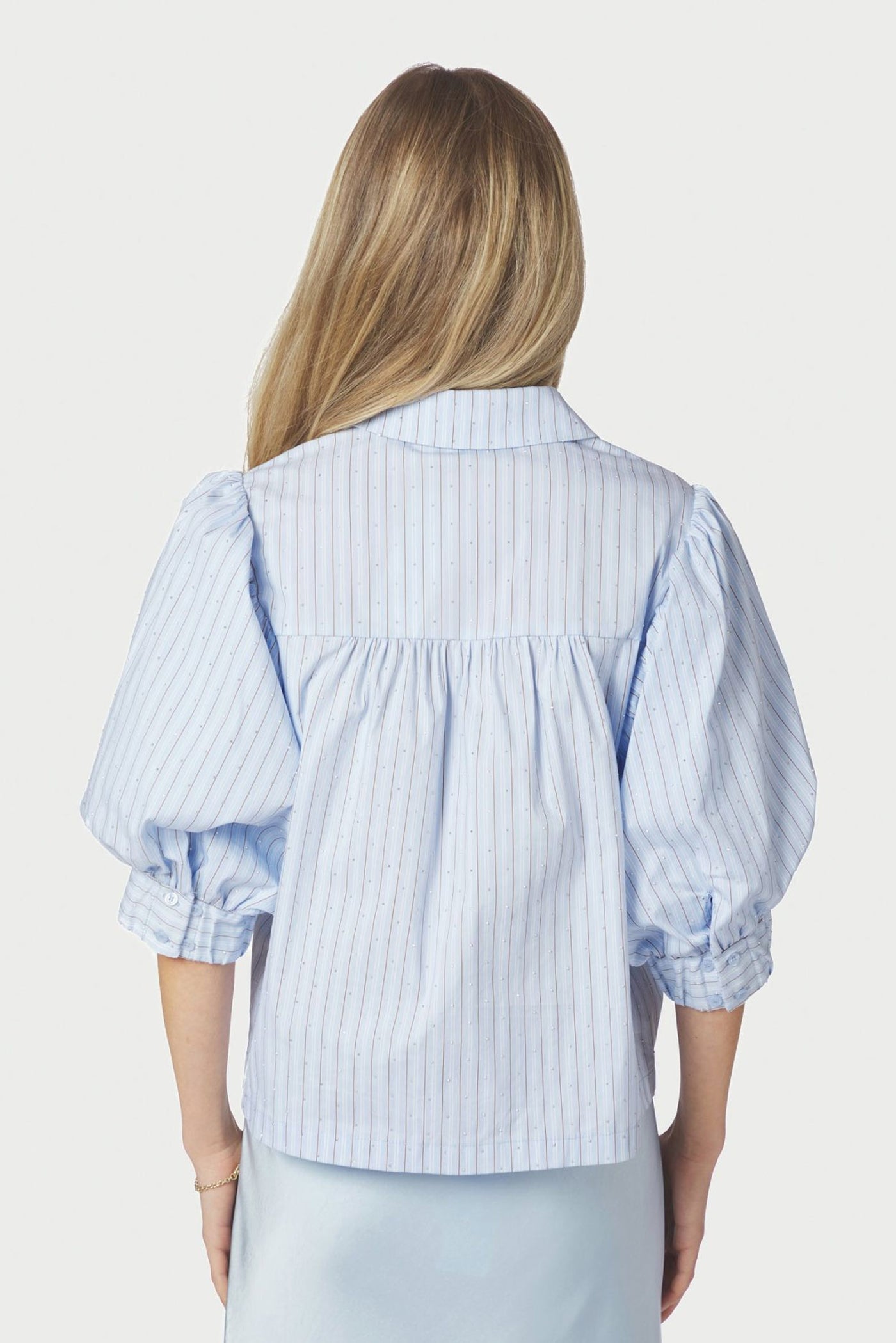 Etta Stripe Stone Shirt Light Blue - 168625