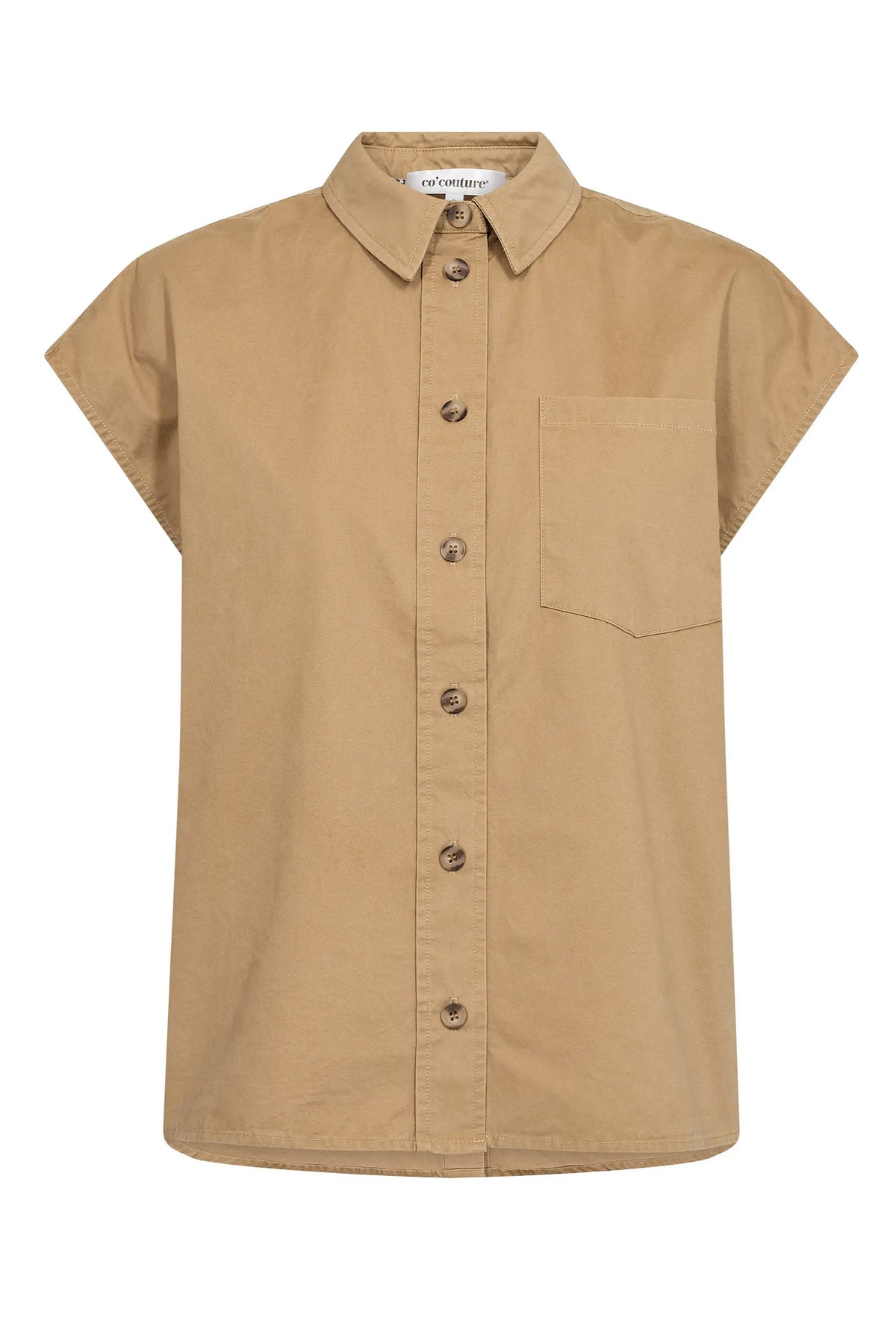 EvelynCC Slit Back SS shirt 20012-Sand - 500420