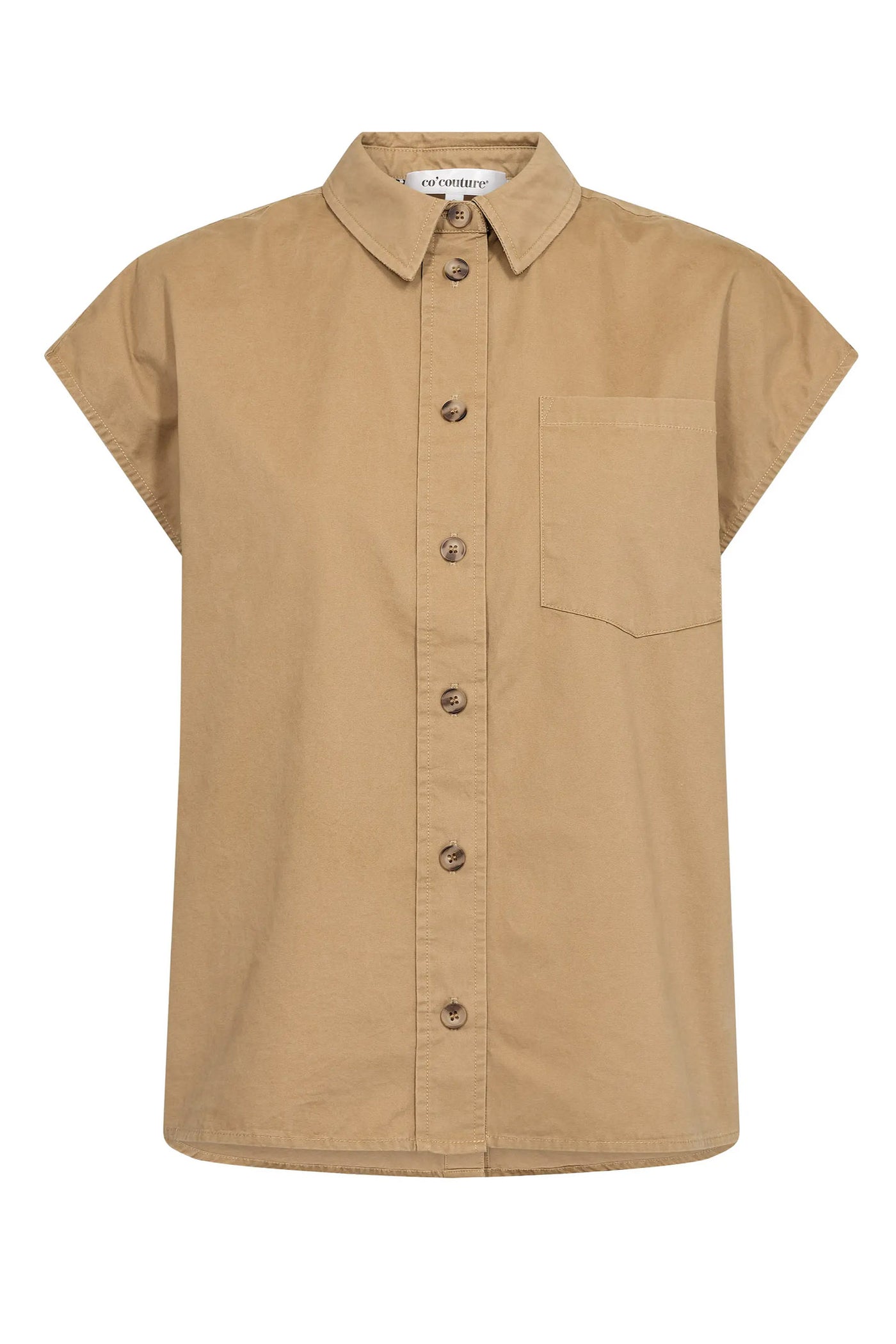 EvelynCC Slit Back SS shirt 20012-Sand - 500420