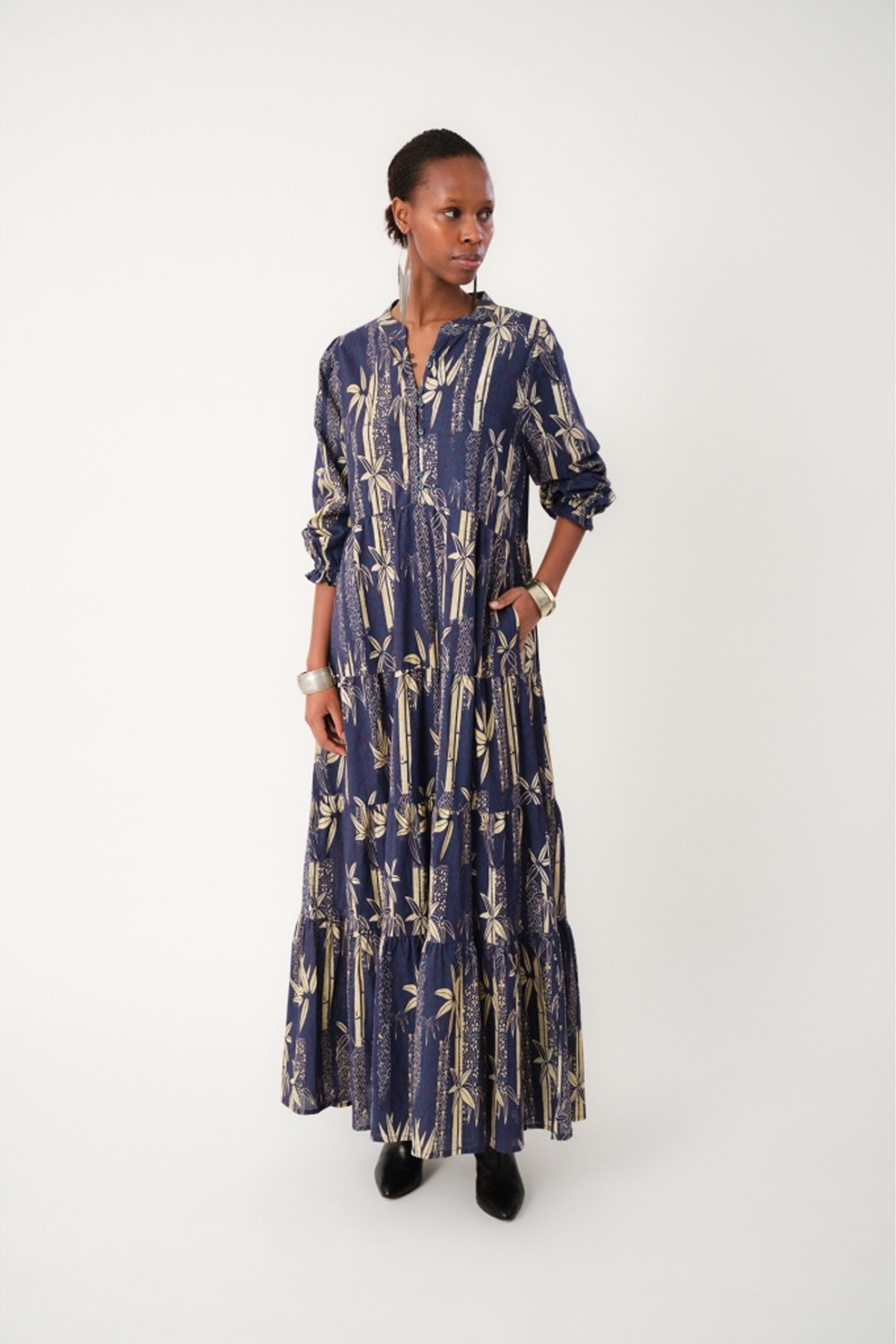 EvelynLL Maxi Dress LS 23 Dark Blue - 25440-3010