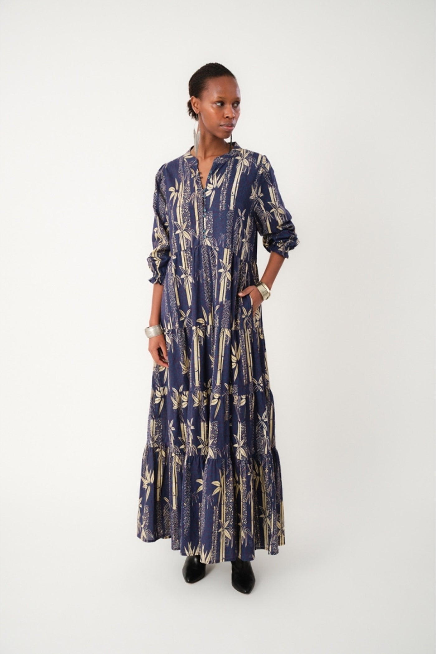 EvelynLL Maxi Dress LS 23 Dark Blue - 25440-3010