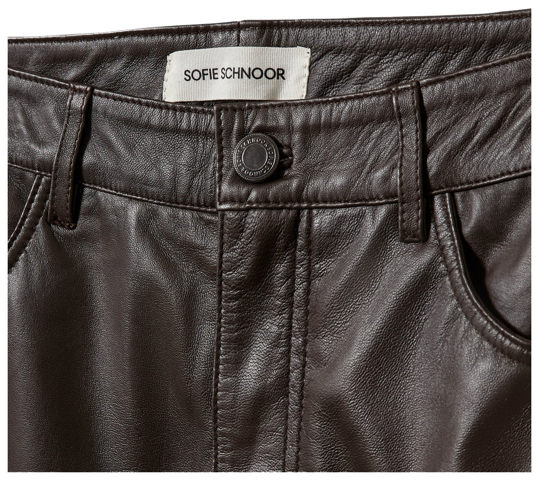 GATTISW LEATHER PANTS 7025 Dark brown - SNOS730