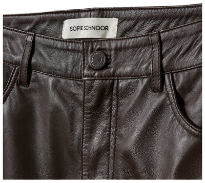 GATTISW LEATHER PANTS 7025 Dark brown - SNOS730 Thumbnail