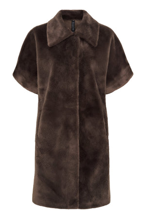 Faux Fur Long SS Jacket Dark brown - 40497
