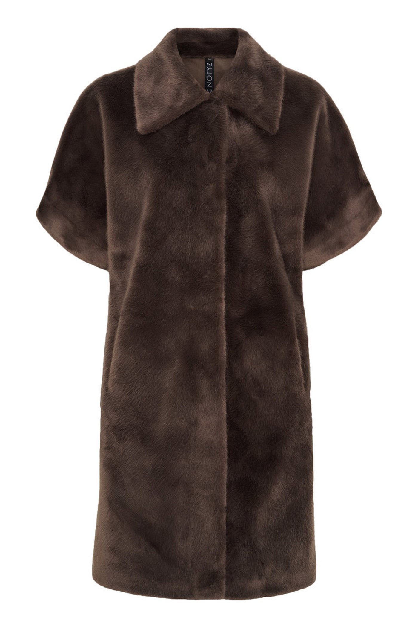 Faux Fur Long SS Jacket Dark brown - 40497
