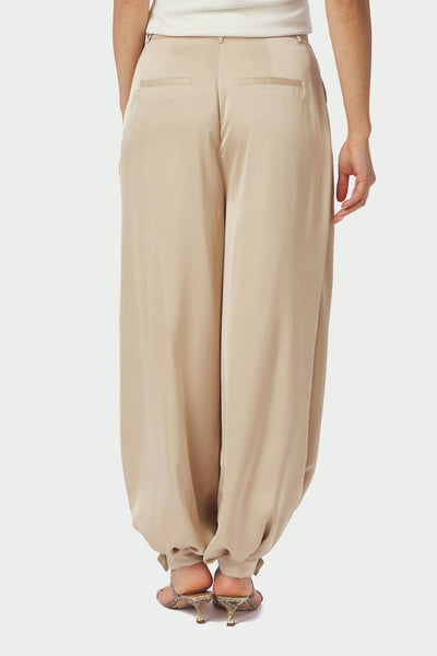 Fayla Drapy Satin Balloon Pant Dark Sand - 167418 Thumbnail