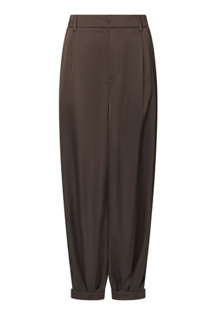 Fayla Drapy Satin Balloon Pant Dark brown - 167418