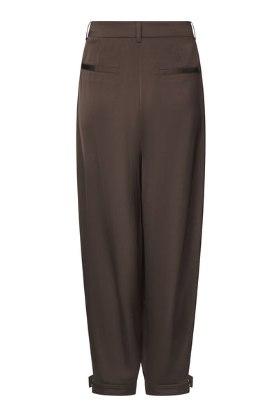 Fayla Drapy Satin Balloon Pant Dark brown - 167418 Thumbnail
