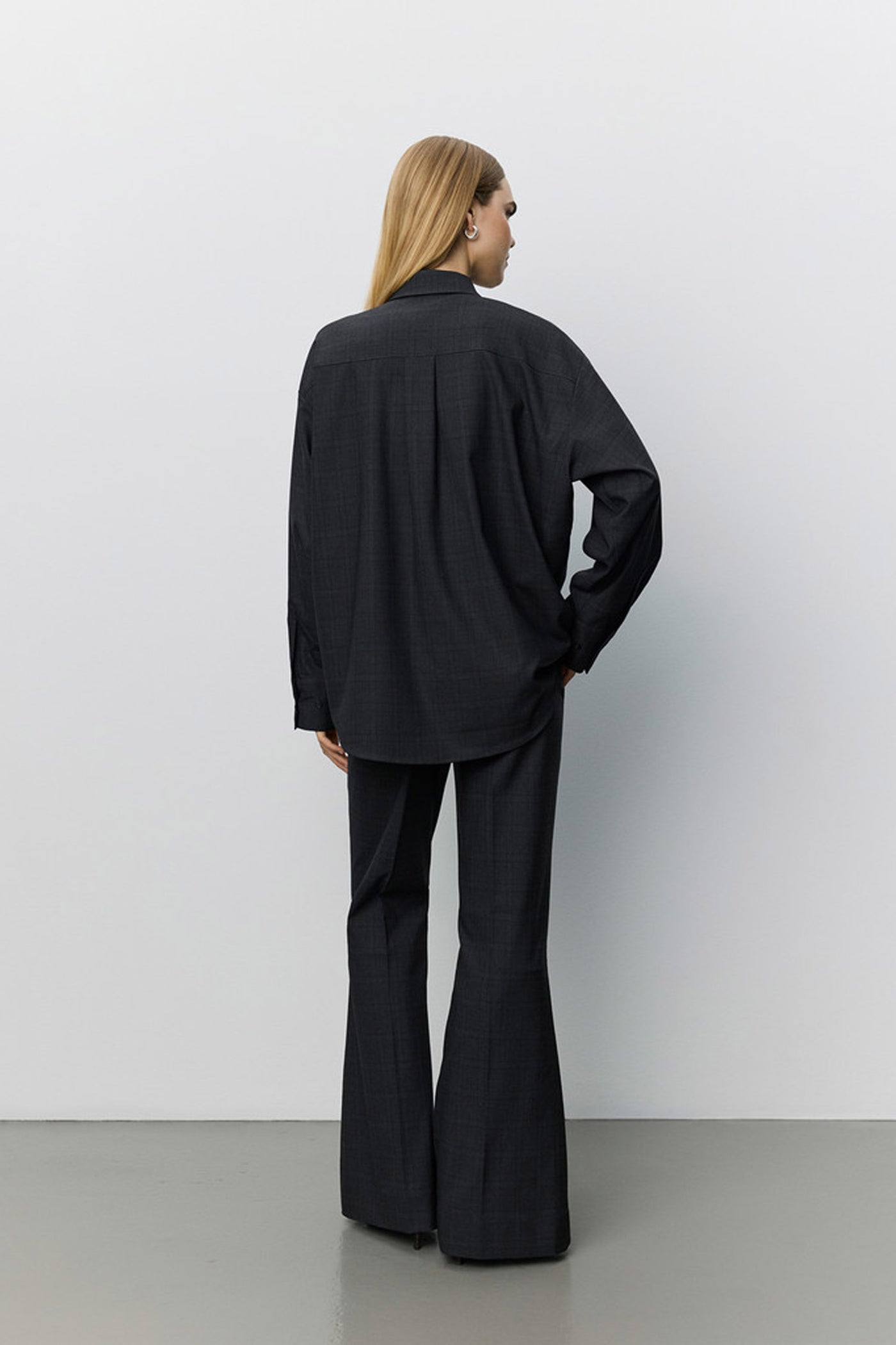 Flarissw Checked Flared Trouse Grey Check - S263206