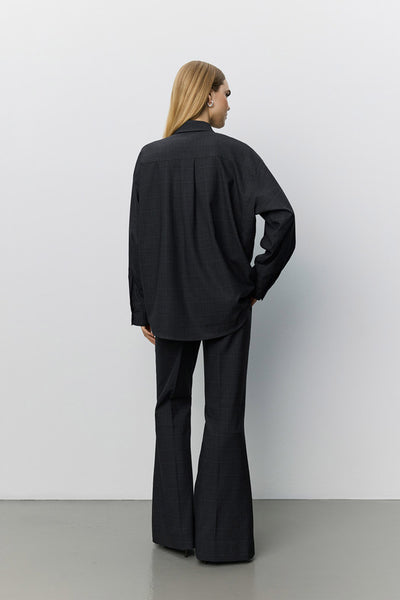 Flarissw Checked Flared Trouse Grey Check - S263206 Thumbnail