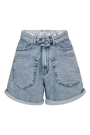 Flip Waist Shorts Bleached Denim - HL10613