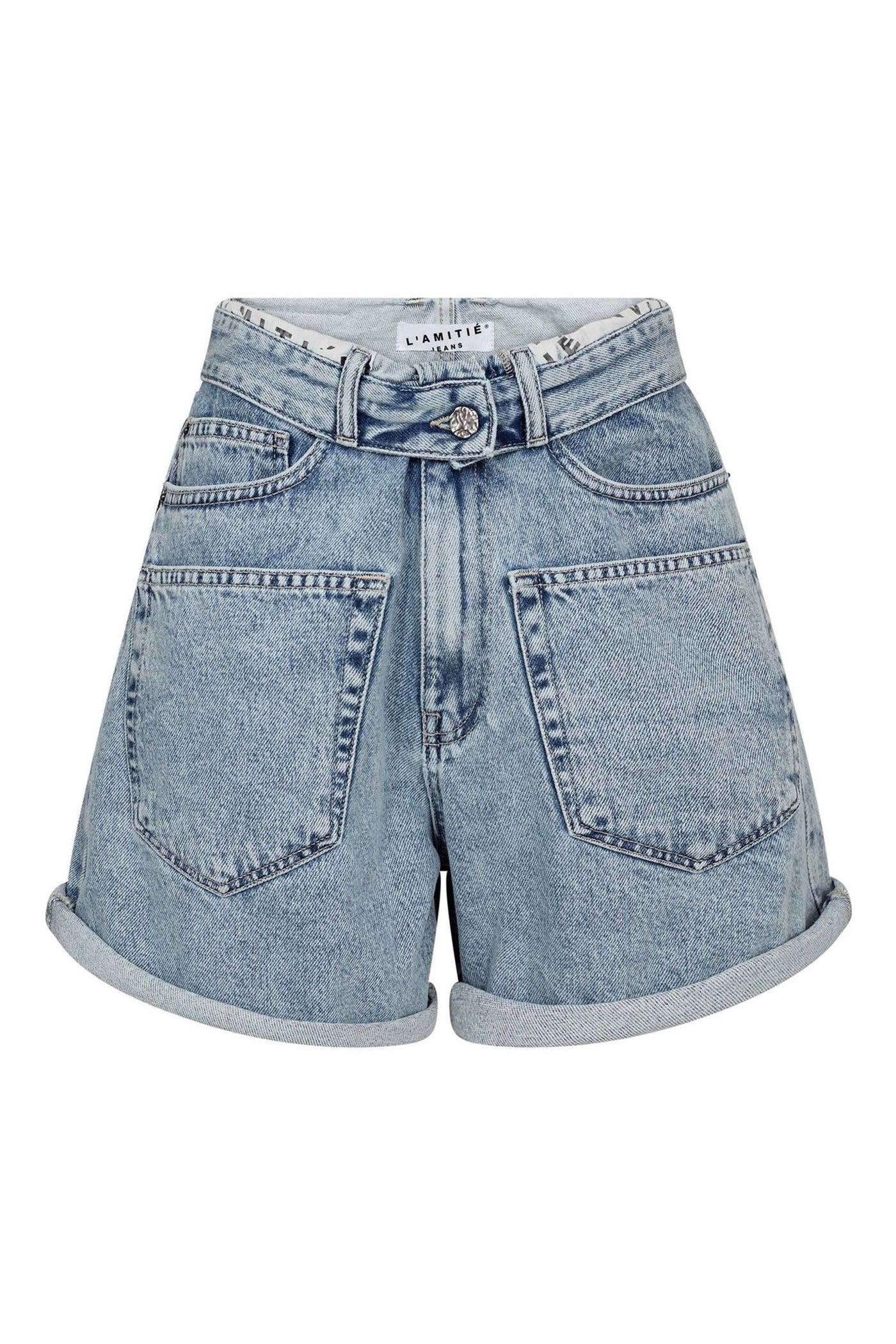 Flip Waist Shorts Bleached Denim - HL10613