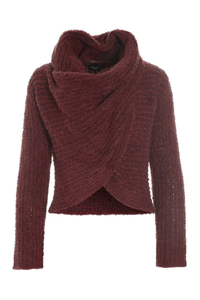 Fuwatto vandfaldsbluse Maroon - 257-1069-5461 Thumbnail