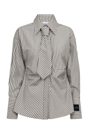 Gemma Tie Stripe Shirt Beige - HL10817