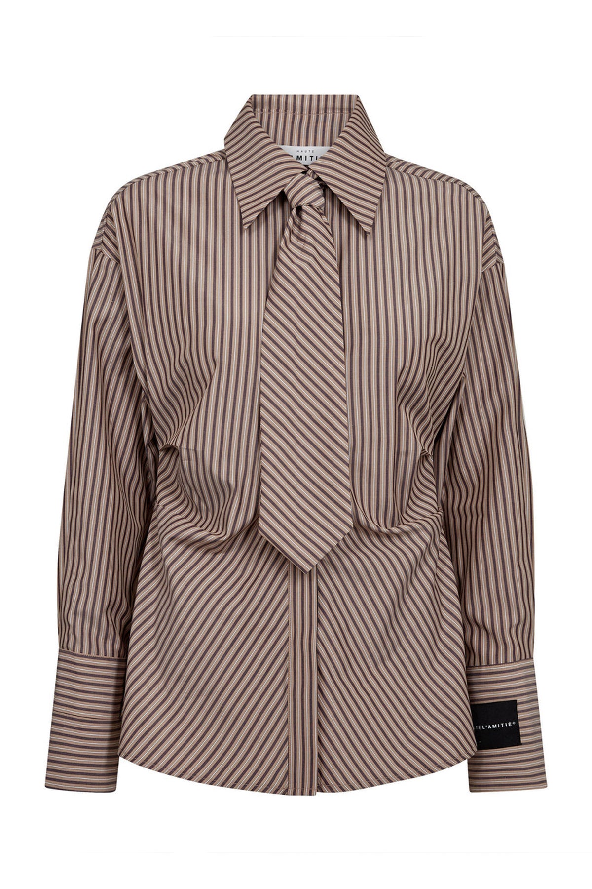 Gemma Tie Stripe Shirt Dessert - HL10817