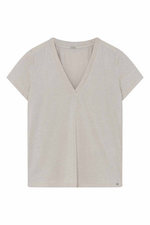 Ginnie, V-neck t-shirt S/S 92020-Almond - 60714/1604