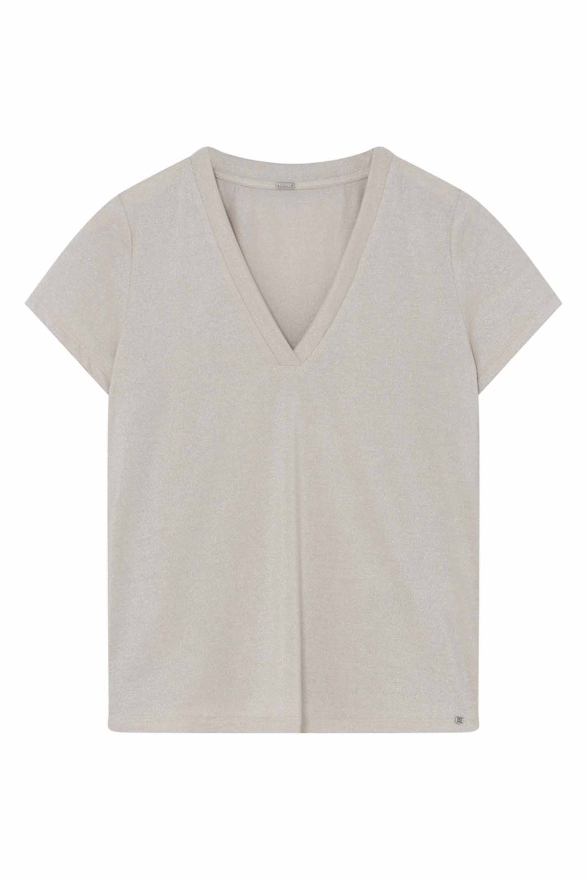 Ginnie, V-neck t-shirt S/S 92020-Almond - 60714/1604