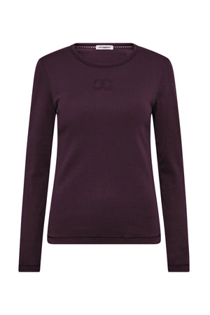 GrannyCC Embroidery LS Tee 67-Plum - 33180