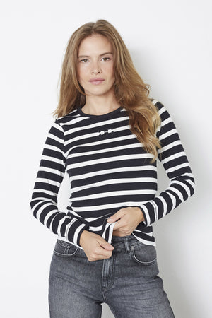 GrannyCC Rib Emb LS Blouse 1196-OffWhite-B - 43007