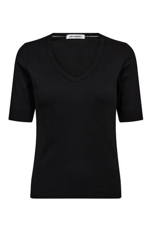 GrannyCC Rib SS V-Tee 96-Black - 43018