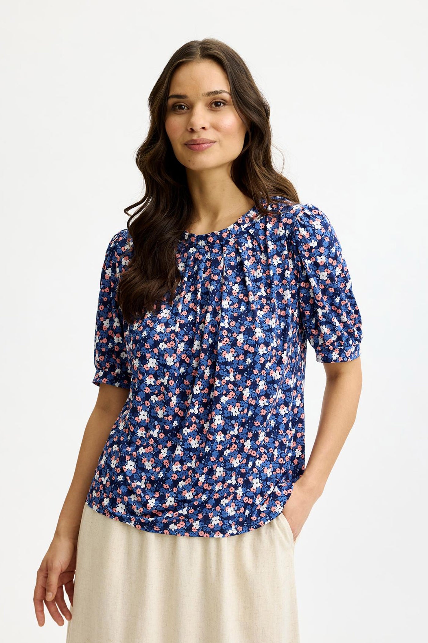 Grazia blouse 1/2 sleeves Blue - 17174