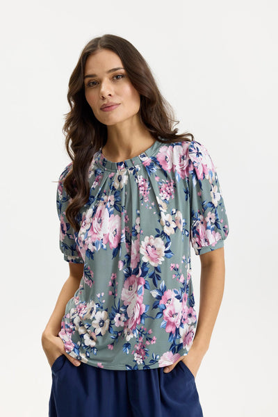 Grazia blouse 1/2 sleeves Green - 17090 Thumbnail