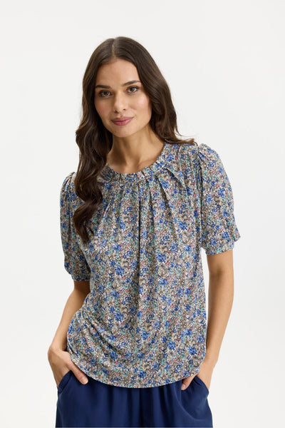 Grazia blouse 1/2 sleeves Multi Blue - 17087 Thumbnail