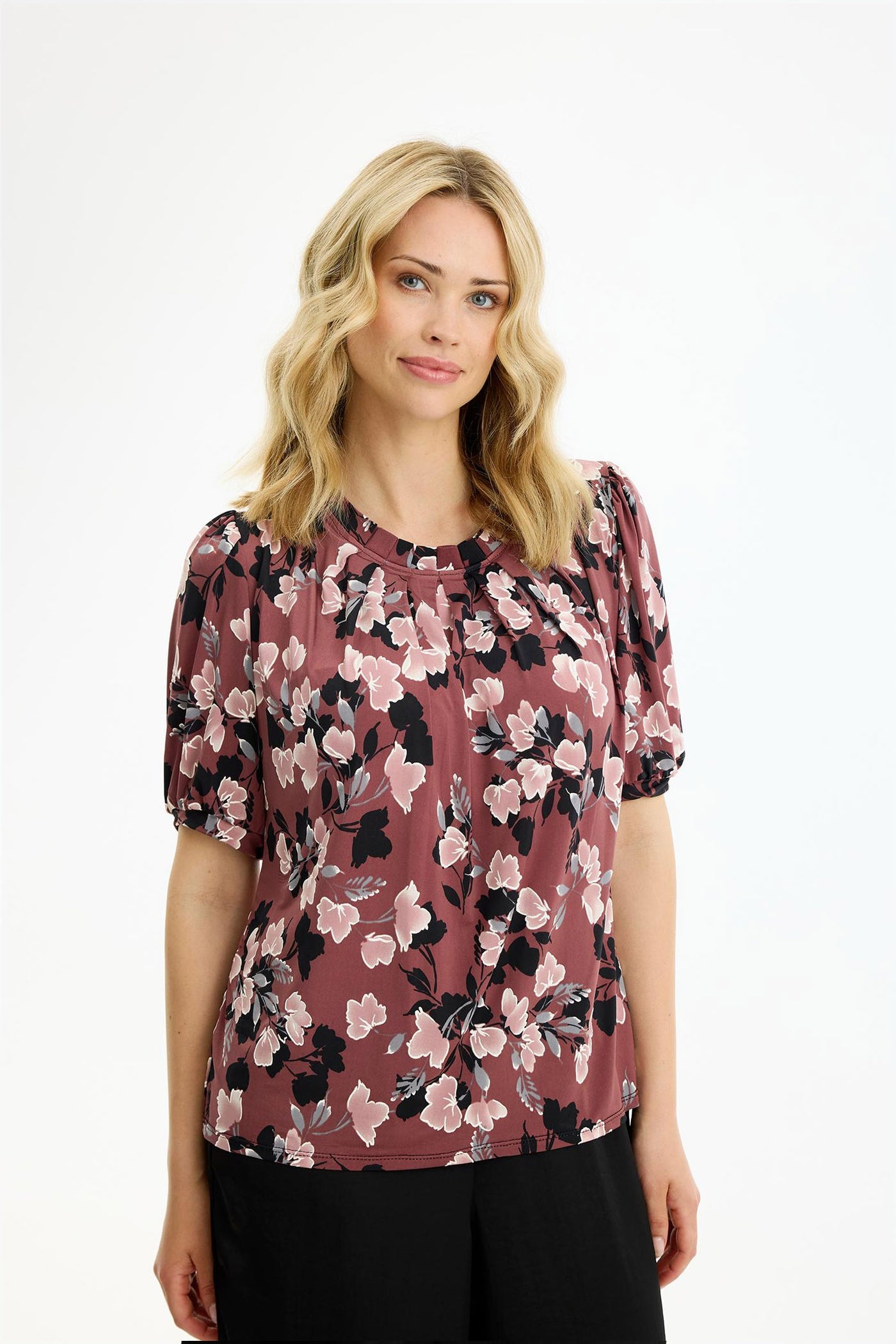Grazia blouse 1/2 sleeves PLUM - 17255