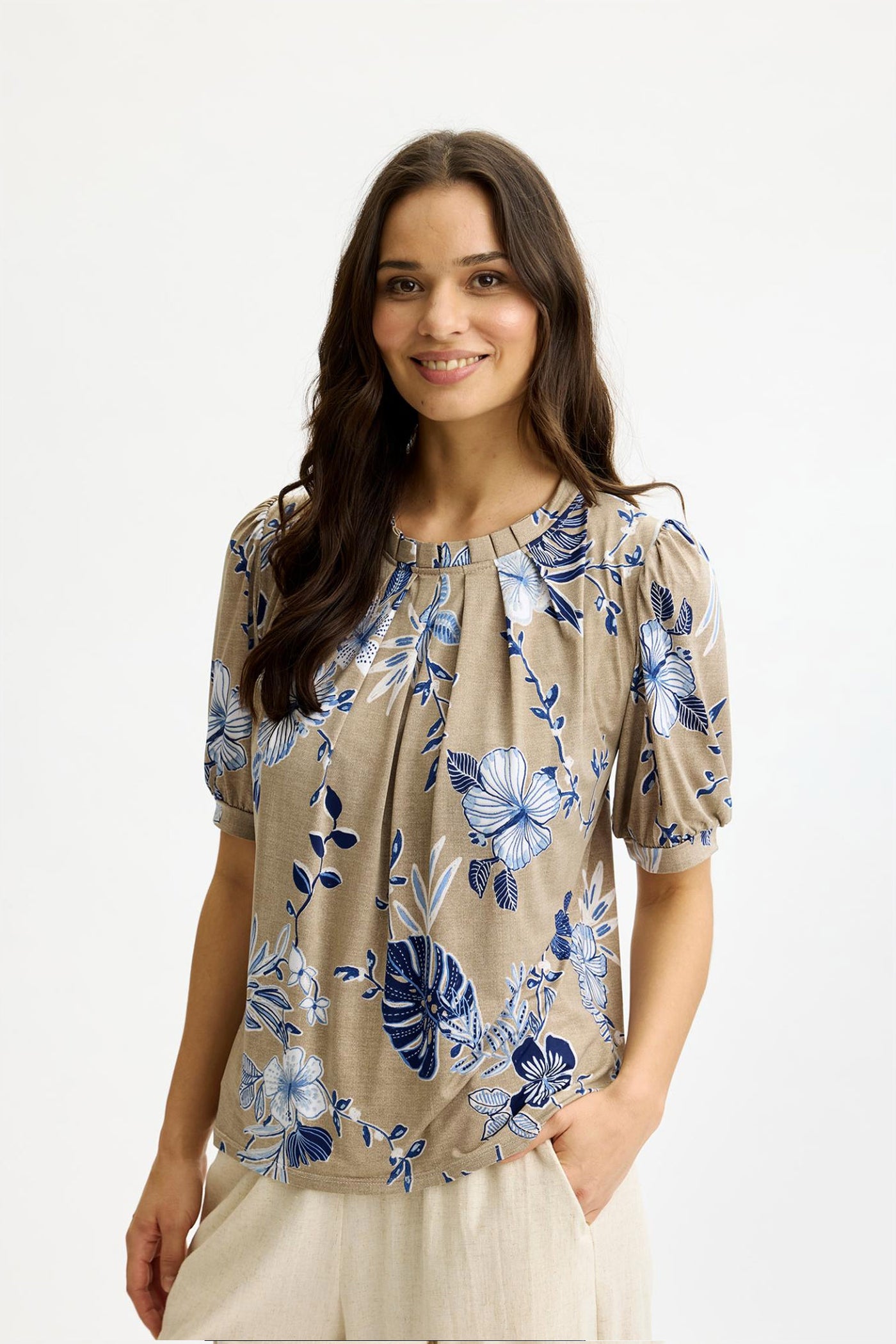 Grazia blouse 1/2 sleeves SAND - 17173