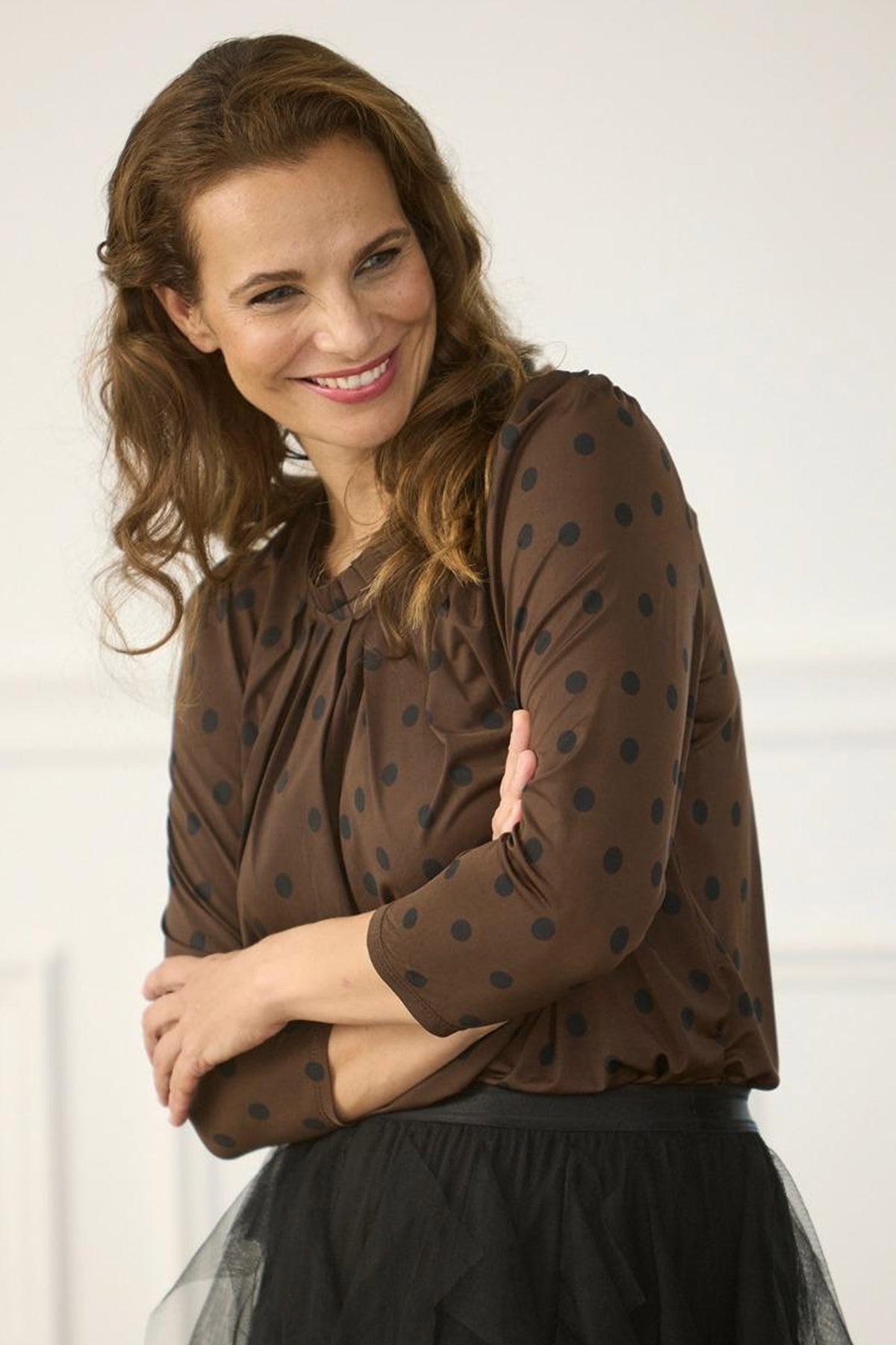 Grazia blouse 3/4 sleeves Mocca - 16918