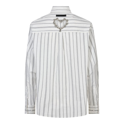 Crystal Heart Stripe Shirt White - HL10962 Thumbnail