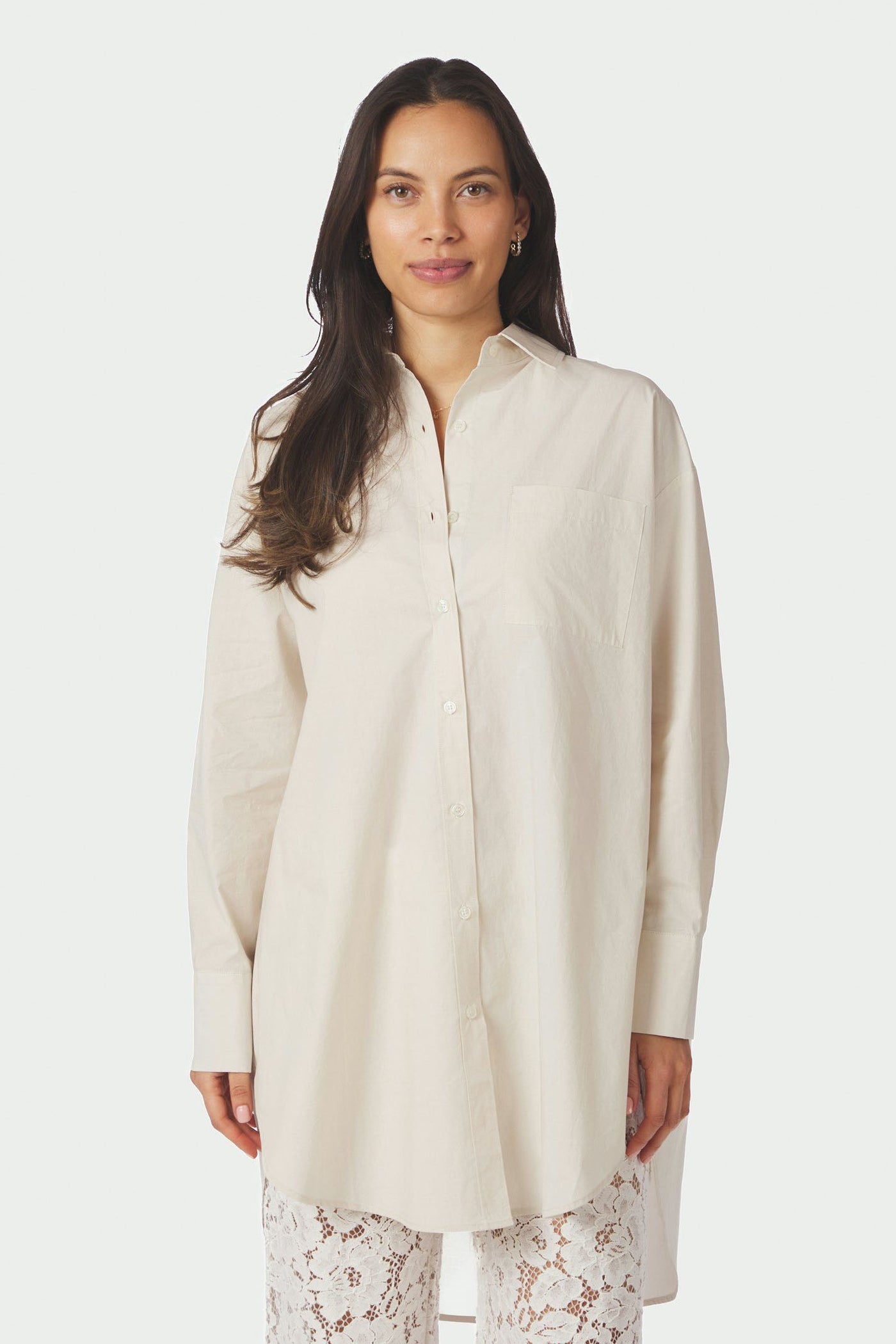 Halina Poplin Shirt IVORY - 168623