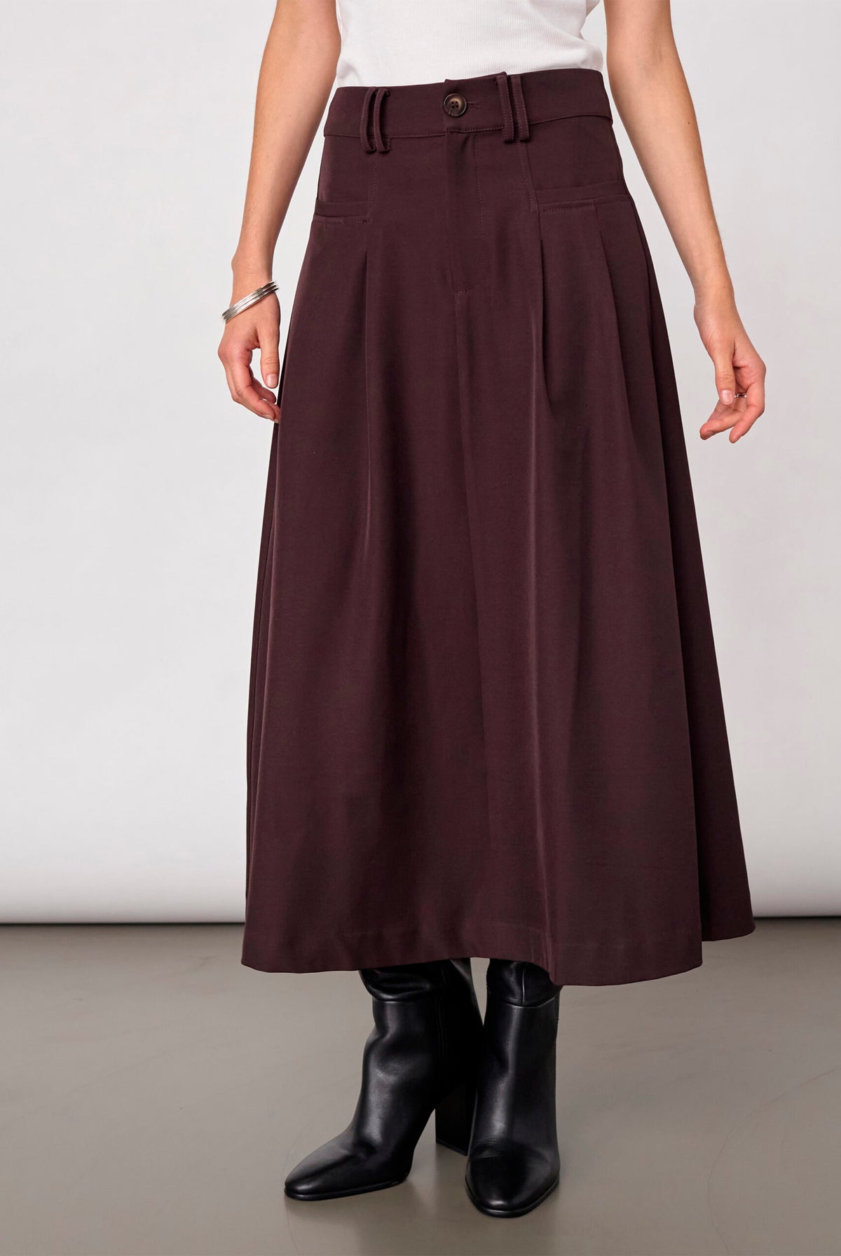 LunaCC New Pocket Pleat Skirt 20016-Bison - 500389