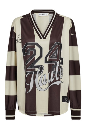 Haute 24 Stripe Blouse Mocca/ Pearl - HL10419