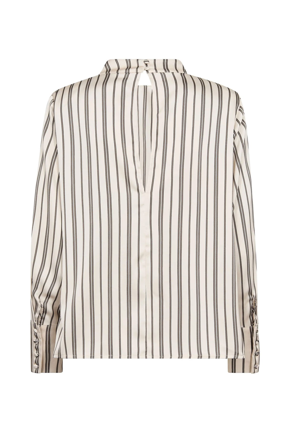 HellyCC Button Stripe Blouse 10002-Off-White - 500362