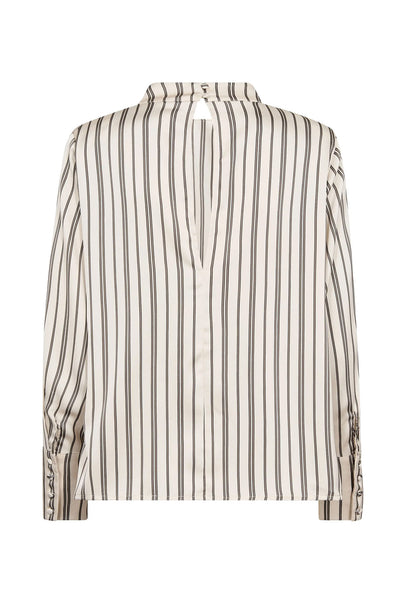 HellyCC Button Stripe Blouse 10002-Off-White - 500362 Thumbnail