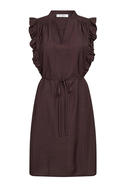 HeraCC Frill SS Crop V-Dress 145-Dark Brown - 46099 Thumbnail