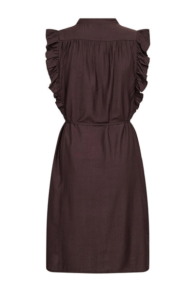 HeraCC Frill SS Crop V-Dress 145-Dark Brown - 46099 Thumbnail