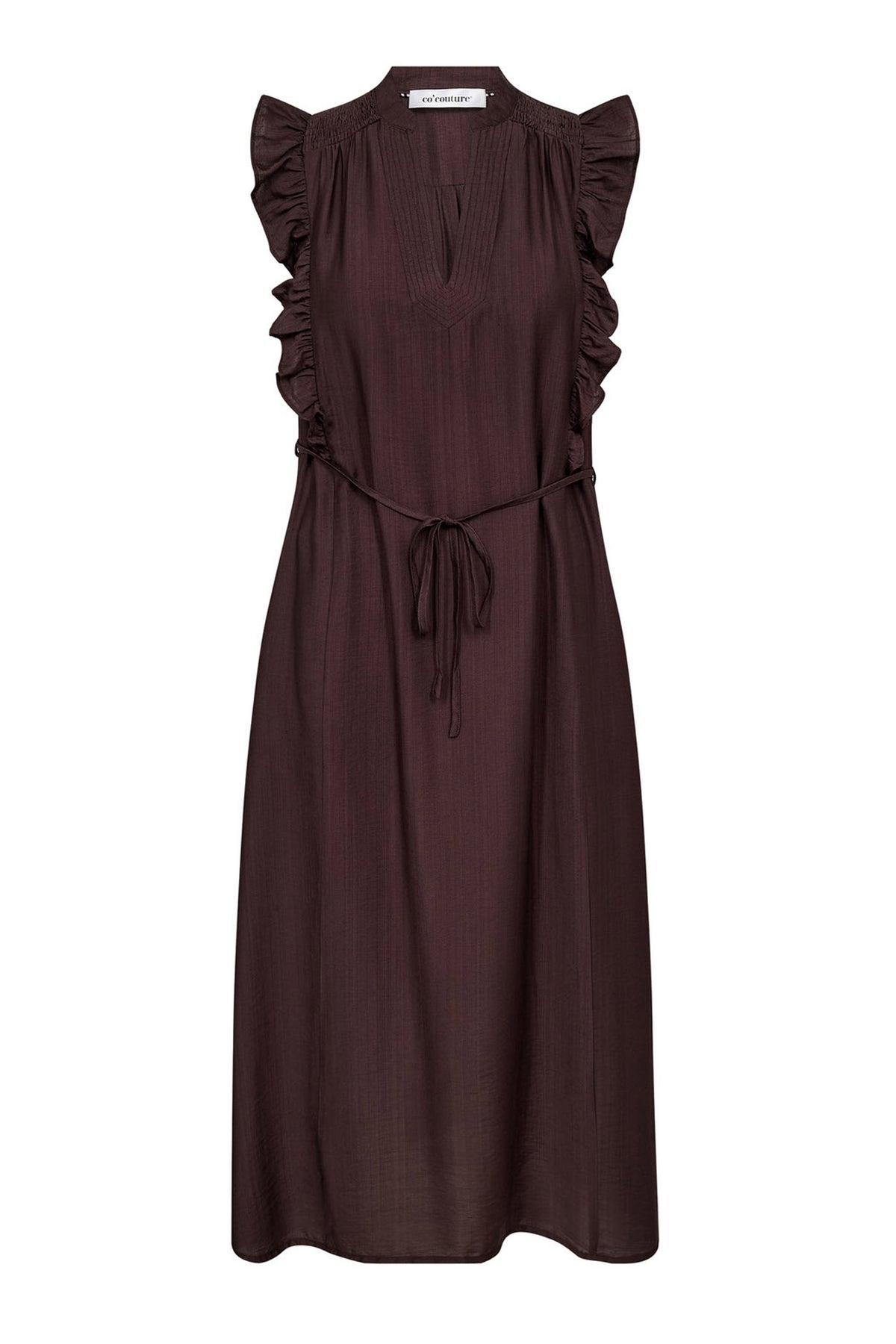 HeraCC Frill SS V-Dress 145-Dark Brown - 46096