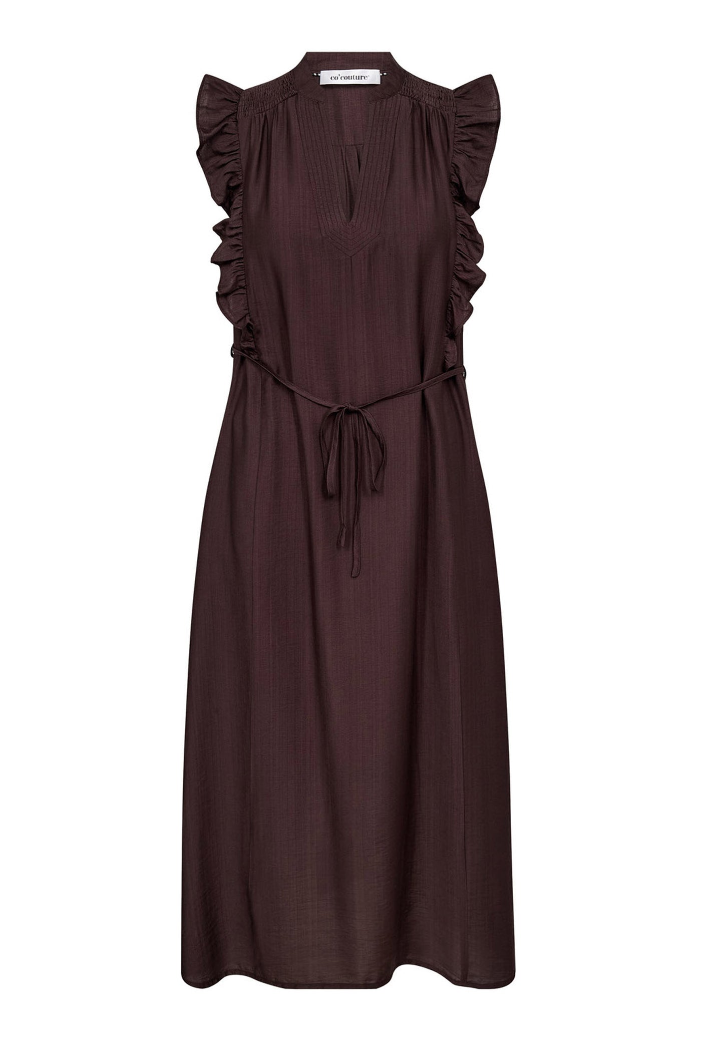 HeraCC Frill SS V-Dress 145-Dark Brown - 46096