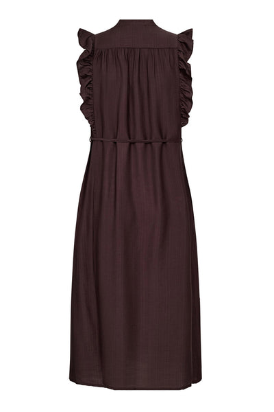 HeraCC Frill SS V-Dress 145-Dark Brown - 46096 Thumbnail