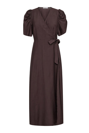 HeraCC SS Wrap Dress 145-Dark Brown - 46094