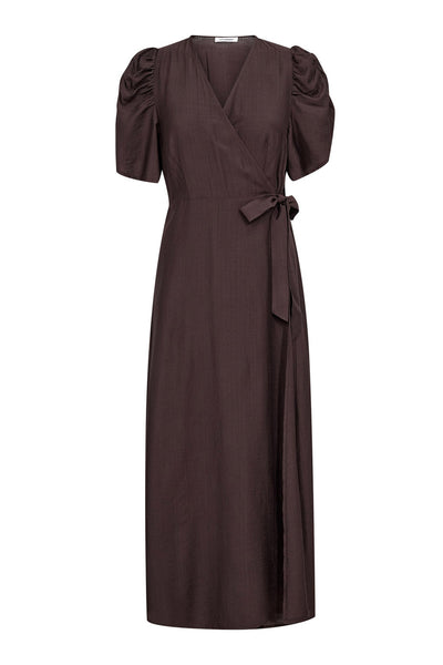HeraCC SS Wrap Dress 145-Dark Brown - 46094 Thumbnail
